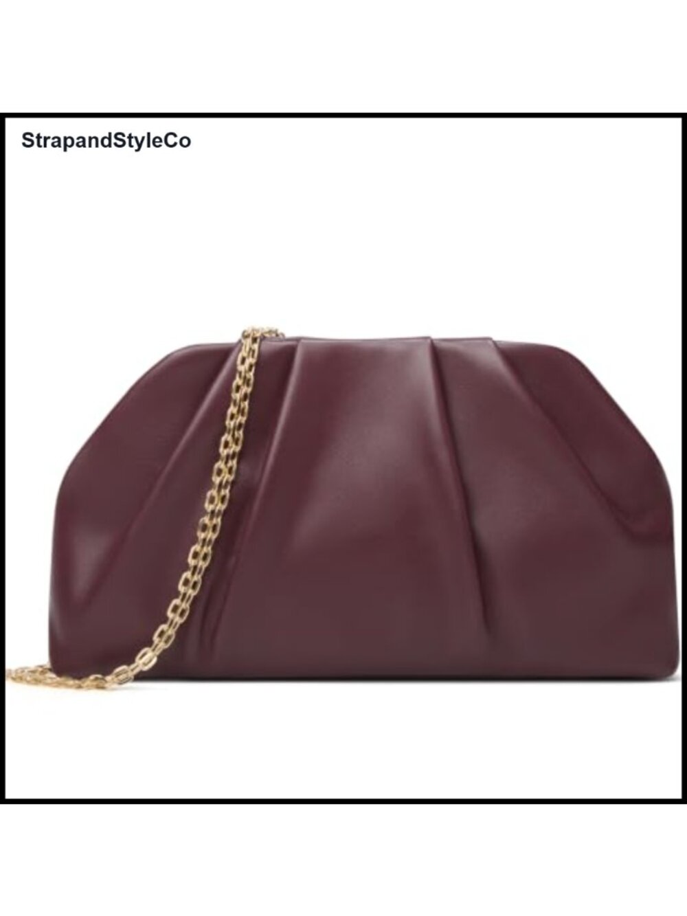 PU Leather Pleated Cloud Clutch with Chain Strap Evening Bag